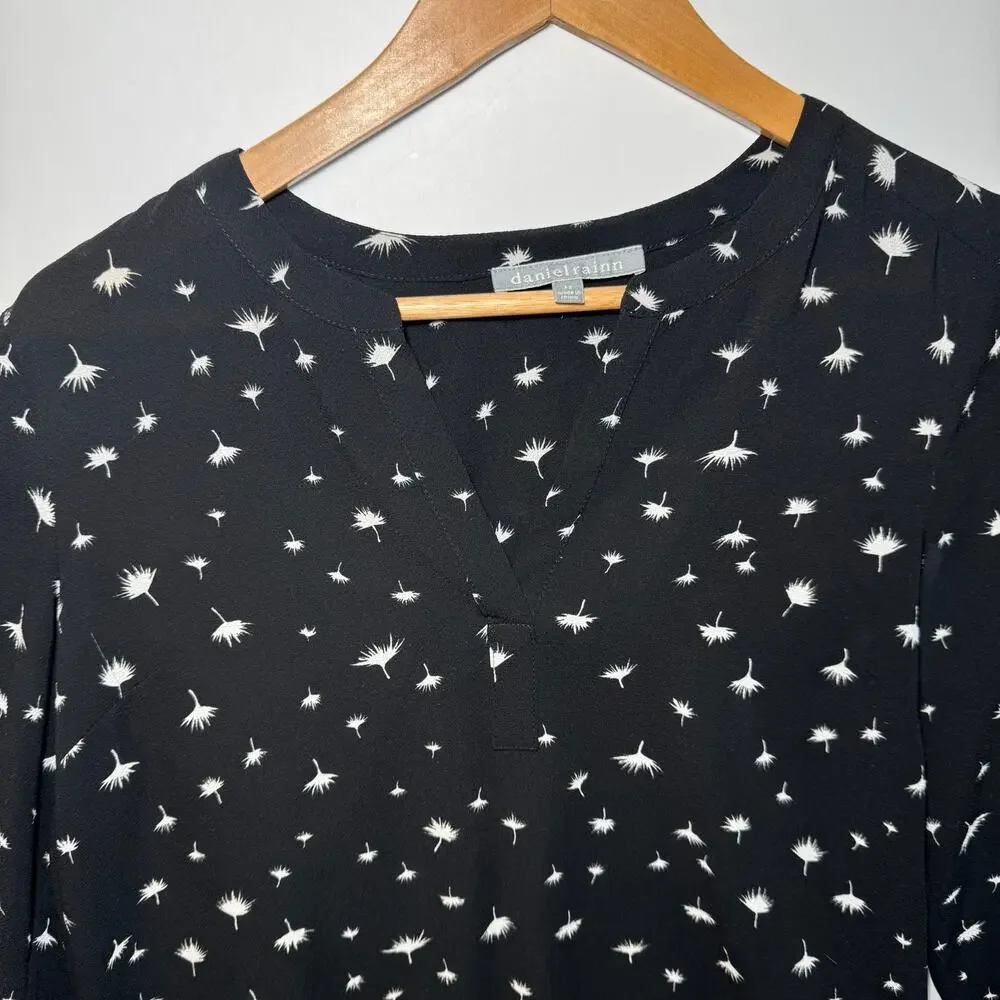 Daniel Rain Semi Sheer Blouse Quarter Sleeve V Neck Office Career Small Black - Picture 4 of 12